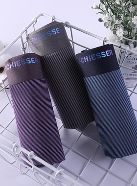 2021夏秋德国舒雅男士透气内裤条纹平角针织内裤短裤35-17059T