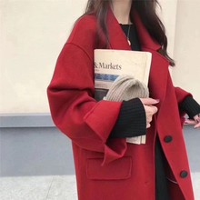 时尚 显瘦羊毛呢子宽松外套 修身 双面呢大衣女韩版 2019春秋新款 长款