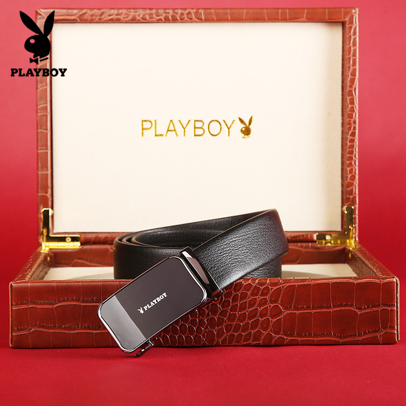 花花公子皮带男士真皮高档奢侈品头层牛皮自动扣裤腰带教师节礼物