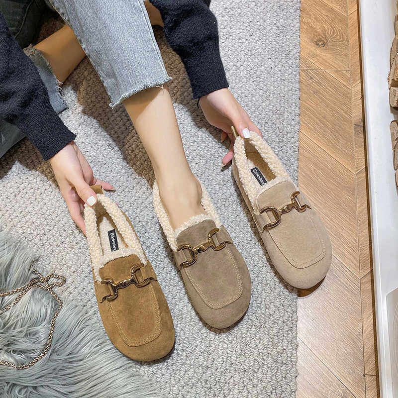 一脚蹬毛毛鞋女冬外穿加绒平底豆豆鞋复古乐福鞋保暖棉鞋大码女鞋,女鞋,乐福鞋（豆豆鞋）,淘宝优惠券,粉丝福利购,淘宝优惠卷