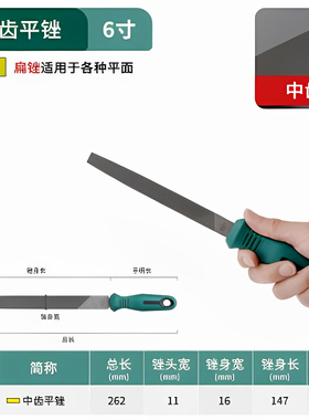 世达03915中齿平锉刀打磨工具-6寸