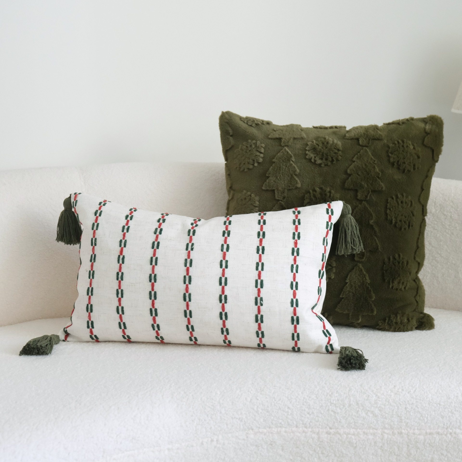 圣诞系列红绿条纹流苏抱枕腰枕毛绒抱枕套沙发靠垫酒店样板间靠枕,居家布艺,抱枕被,淘宝优惠券,粉丝福利购,淘宝优惠卷