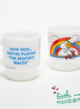 日本代购 Snoopy史努比 滑冰 可爱 白色玻璃杯 马克杯 水杯
