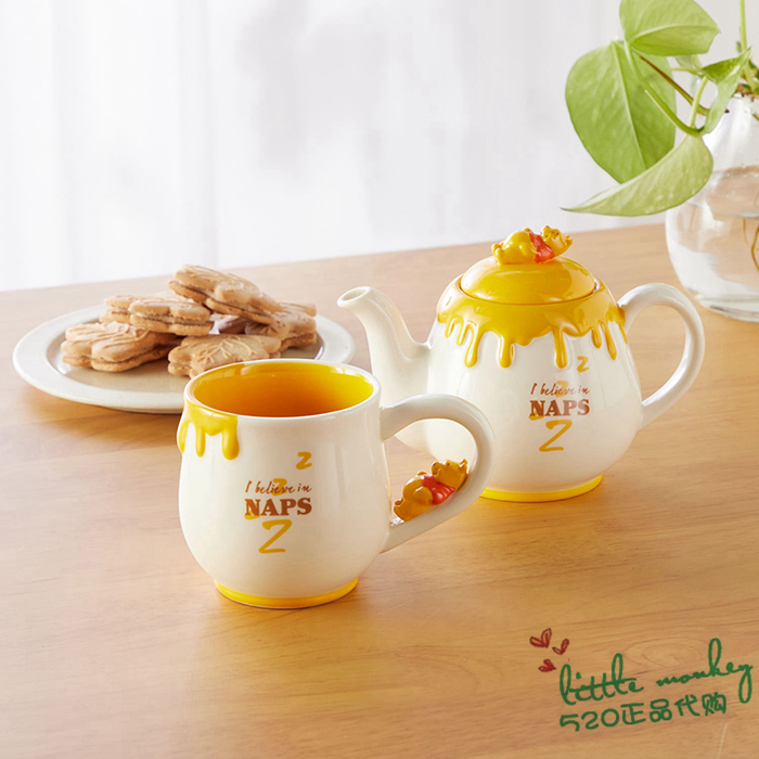 日本代购 Winnie the Pooh小熊维尼 陶瓷立体公仔马克杯茶壶水壶
