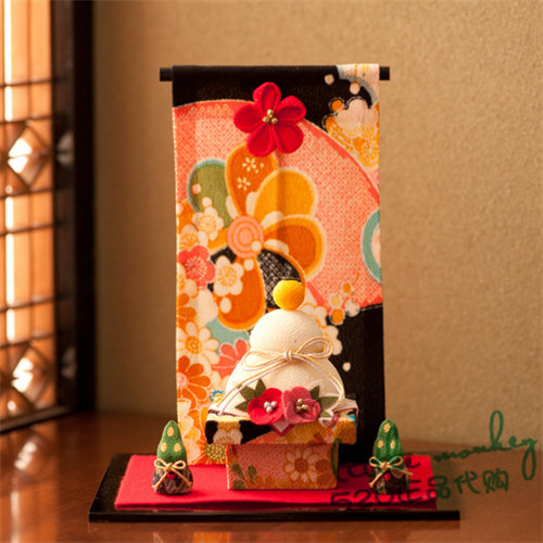 日本代购  镜饼 传统和风 手工制作 可爱 招福迎春 正月 日式摆件