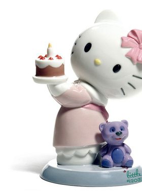 日本代购 HelloKitty凯蒂猫 生日快乐 可爱陶瓷公仔人偶特色摆件