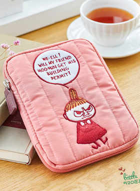 日本代购 Moomin精灵姆明 亚美 粉红色 刺绣 多功能收纳包