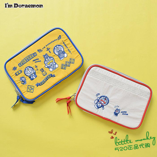 日本代购 哆啦A梦/机器猫 可爱 刺绣 卡包 多功能收纳包
