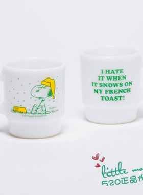 日本代购 Snoopy史努比 可爱 白色玻璃杯 马克杯 水杯