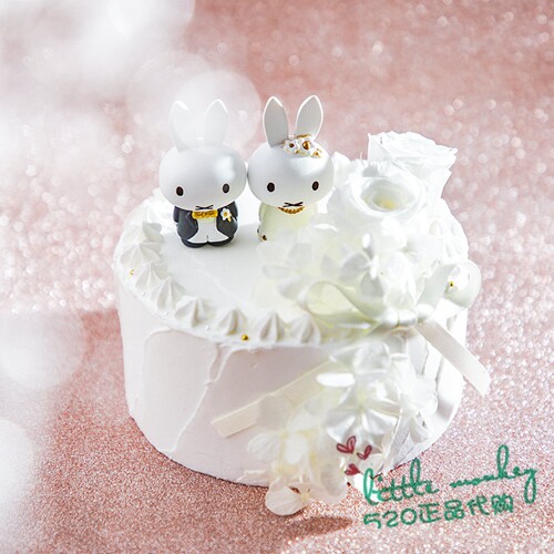 日本代购 miffy米菲兔 可爱结婚蛋糕形婚礼装饰摆件