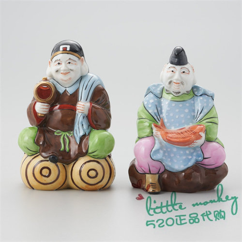 日本代购 七福神 惠比寿 大黑天 传统和风 陶瓷 开运日式摆件装饰