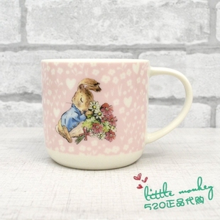 日本代购 PeterRabbit彼得兔 可爱粉色陶瓷马克杯水杯
