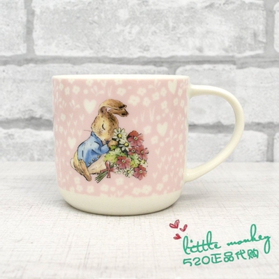 日本代购 PeterRabbit彼得兔 可爱粉色陶瓷马克杯水杯