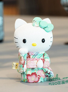 日本代购 HelloKitty凯蒂猫 绿色和服 手工传统技艺日式公仔摆件