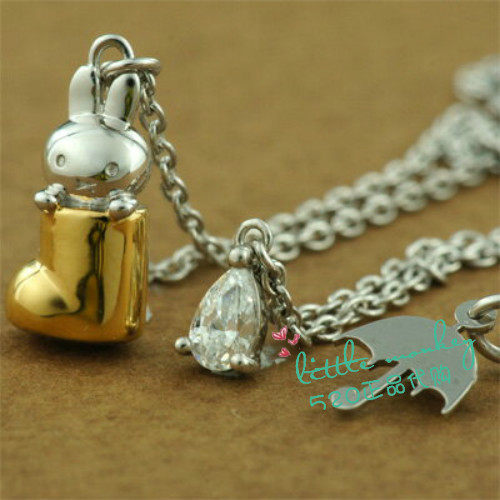 日本代购 miffy米菲兔 精致可爱银项链吊坠