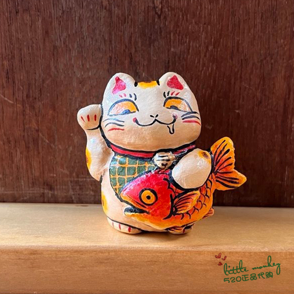 日本代购 招财猫 红稠鱼 贪吃 职人手工 和风 可爱日式开运摆件