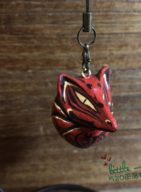 日本代购 红色狐狸达摩 职人手工 可爱张子风日式挂件