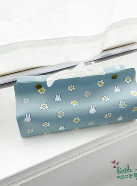 日本代购 Miffy米菲兔 时尚可爱蓝色小花纸巾盒抽纸盒