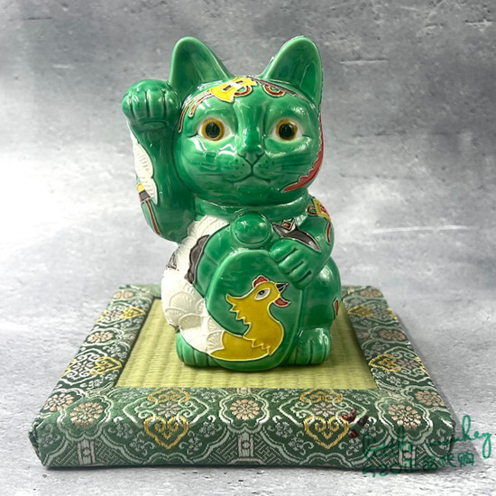 日本代购 绿色招财猫 凤凰 传统技艺 和风 陶瓷开运日式摆件装饰