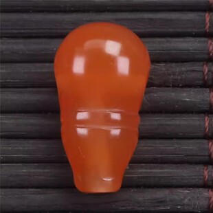 天然保山南红原矿柿子红佛头一体三通 菩提项链配饰配珠配件2.6克