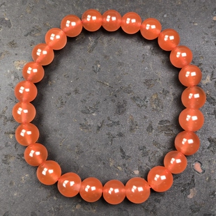 保山南红玛瑙 本命年手链7mm 天然原矿无裂冰红色单圈圆珠手串女款