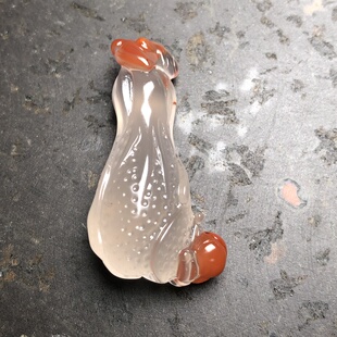 川料凉山南红玛瑙无裂原矿冰飘俏色巧雕白菜吊坠百财小挂件6.07克