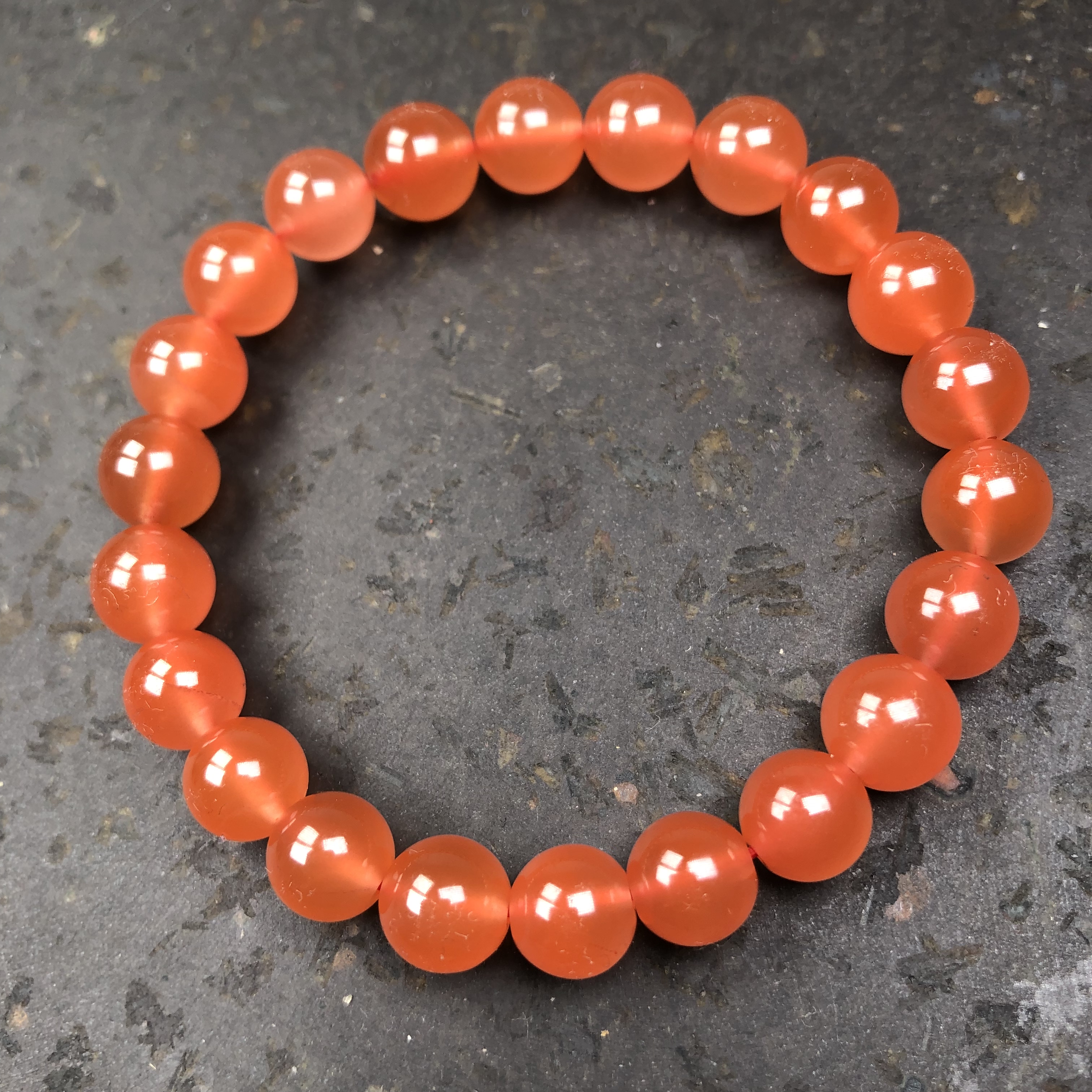 云南保山南红玛瑙 无裂天然原矿冰红色圆珠单圈手串 女士手链 8mm