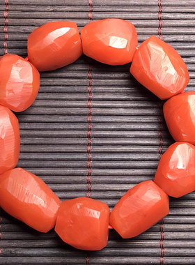 保山料南红玛瑙天然原矿柿子红随形手串 男士随型男款手链 94.1克