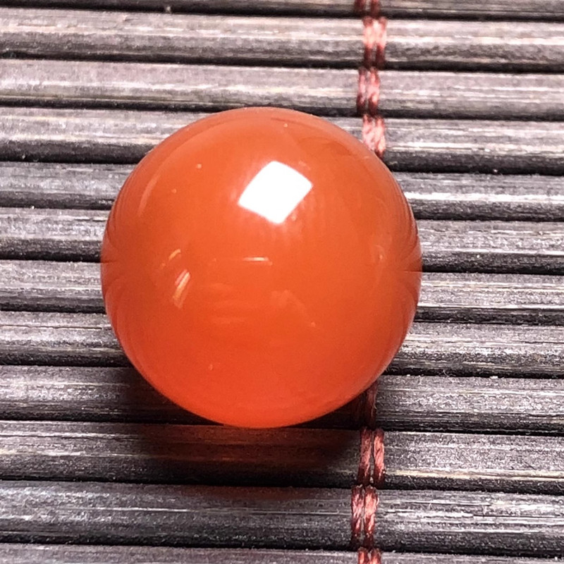 保山南红玛瑙天然无裂原矿冰红圆珠单珠 多宝配饰配珠吊坠 13.8mm