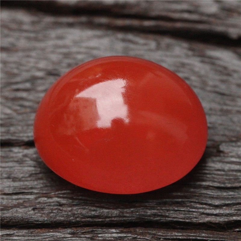 天然保山料南红 无裂原矿柿子红蛋面胸坠裸石戒面吊坠挂件6.99克