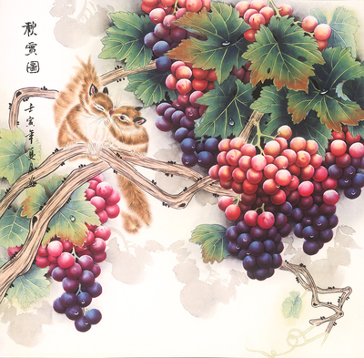 葡萄硕果累累工笔画宣纸