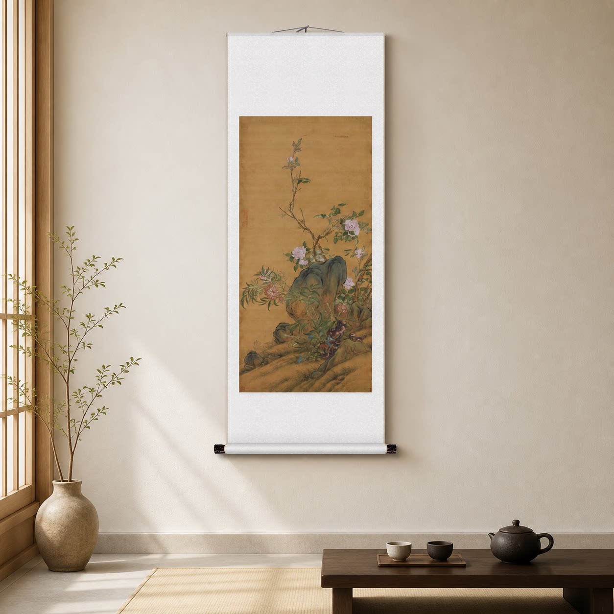 郎世宁万寿长春图字画装饰画玄关国画