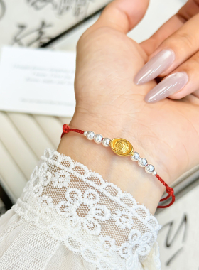足银999电镀元宝手串红绳手链