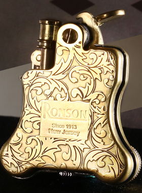 日本正品RONSON朗森R01煤油打火机复古经典唐草雕花黄铜老式火机