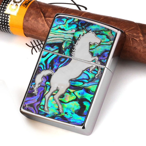 zippo煤油打火机贝壳送礼