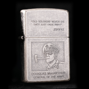 zippo打火机正版古银复古美国徽章麦克阿瑟收藏级纪念版
