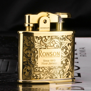 RONSON朗森煤油黄铜老式复古唐草限量版杜月笙同款战壕打火机
