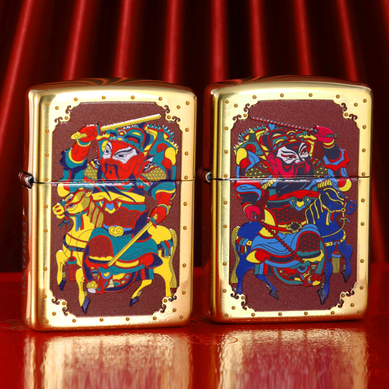 原装芝宝ZIPPO打火机煤油防风盔甲鸿运门神精雕中国风限量收藏男