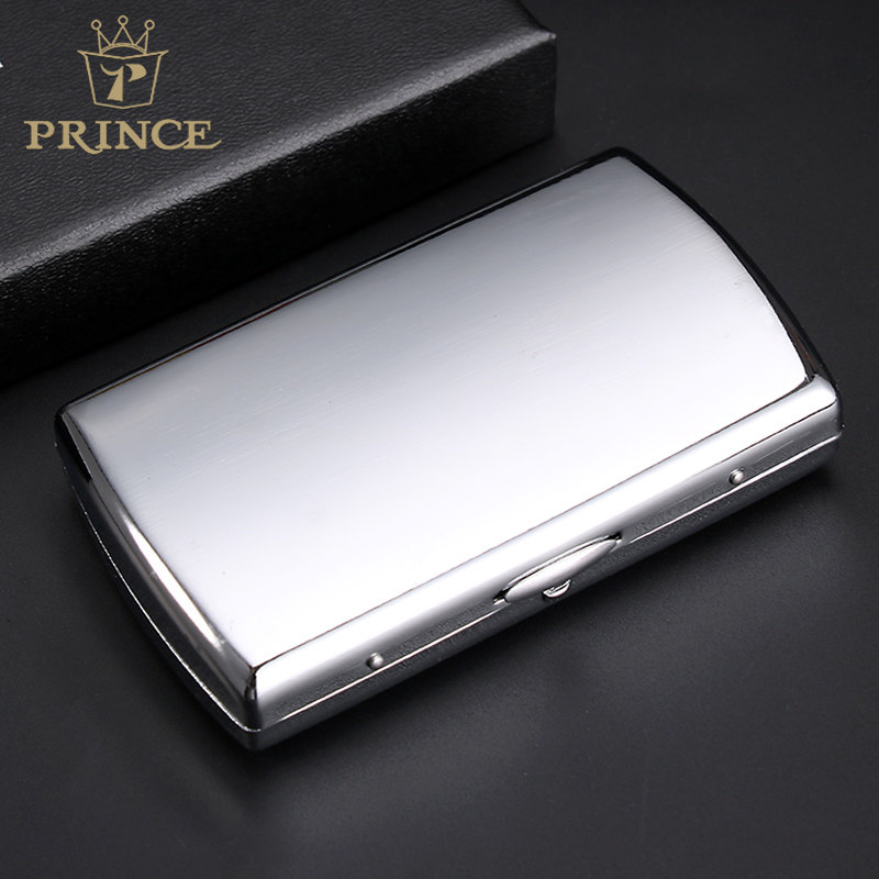 日本Prince王子烟盒手卷烟黄铜银色拉丝超薄便携85mm12支装送男友