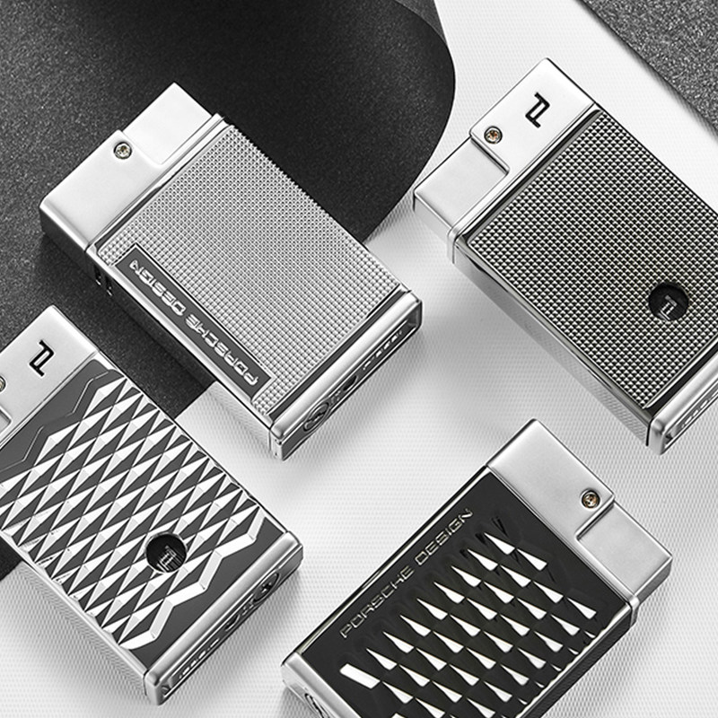 德国保时捷雪茄打火机防风直冲高档男士充气点烟器带雪茄刀开孔器