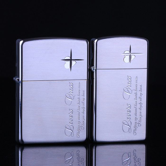 zippo防风打火机 情侣大小对机宽窄机十字星桃心浪漫爱情人节正品
