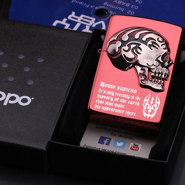 骷髅大脑zippo正版打火机日本红色个性创意炫酷煤油防风炫酷火焰