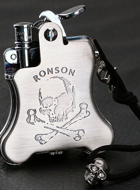 日本正品RONSON朗森煤油打火机新款骷髅炫酷挂绳限量老式朗声