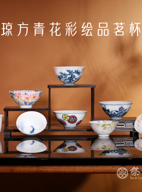 【活动直降秒杀】台湾陶艺家琼方仿明手绘青花釉中彩圆口主人茶杯
