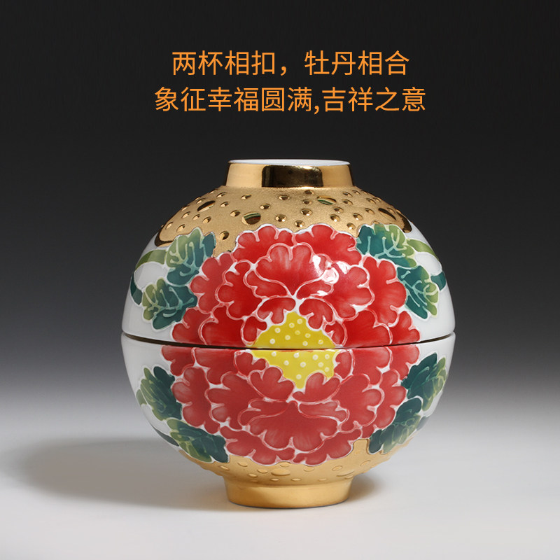 【直播活动限时福利】张美云法华彩手绘釉下彩鎏金圆杯浮雕茶杯