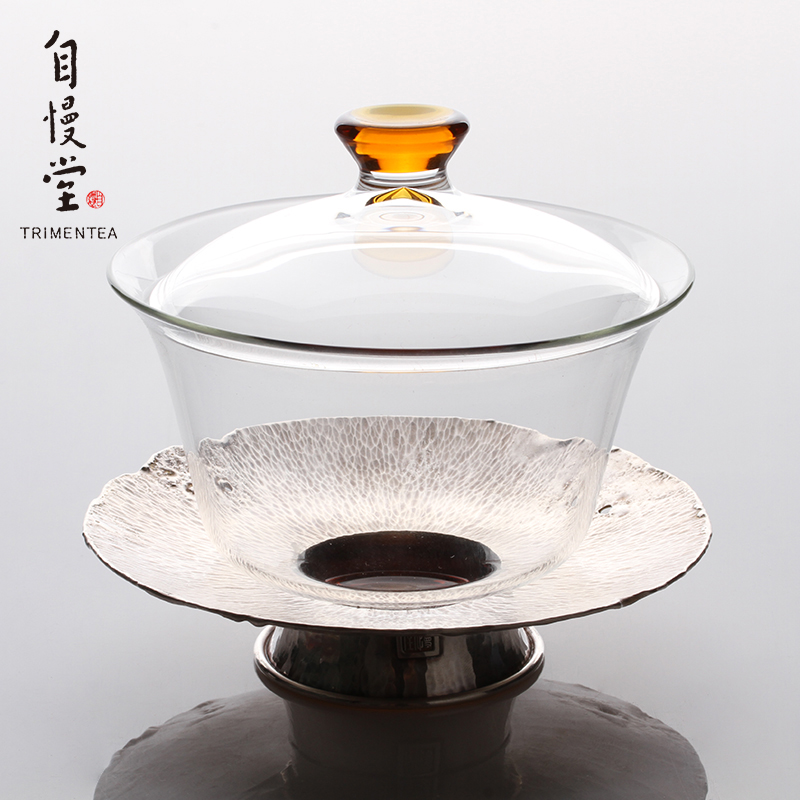 自慢堂银托玻璃大盖碗