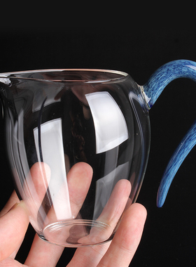 新款首发自慢堂玻璃公道杯官方手工大号蛋盅亮片晨星渡河功夫茶具