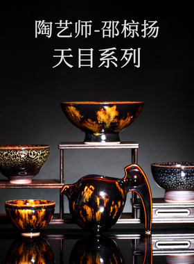 茶与器台湾省陶艺家邵椋扬仿宋盏古天目杯主人杯作品沉稳厚重大气