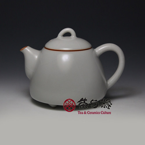 柏采窑茶壶冬青釉三足壶月白HR-145E何柏辉汝窑茶具大号开片可养