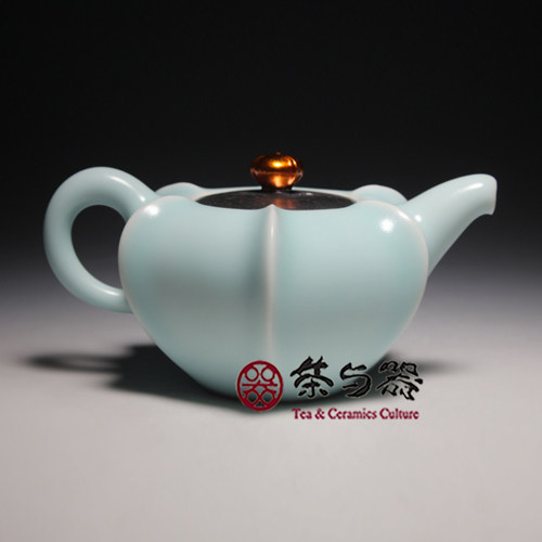 【茶与器】台湾陶艺师江玗 法窑天青齐运茶壶 釉色温润内敛 手工